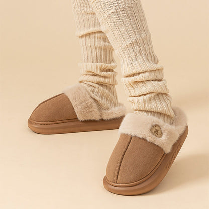 Unisex Plush Winter Slippers – Thick-Soled Fleece Indoor Shoes for Men & Women