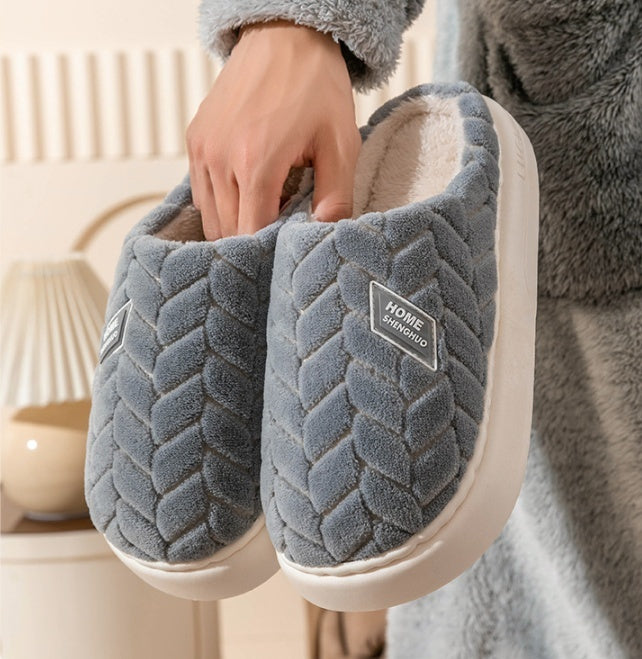 Non-Slip Thick-Soled Plush Winter Slippers – Warm Indoor Fleece Shoes for Couples (Men & Women)