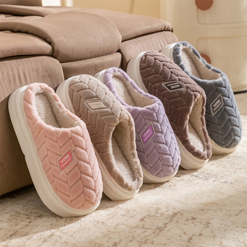 Non-Slip Thick-Soled Plush Winter Slippers – Warm Indoor Fleece Shoes for Couples (Men & Women)