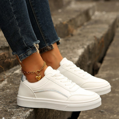 Women's Lace-Up Platform Flats – Round Toe Slip-On Casual Shoes