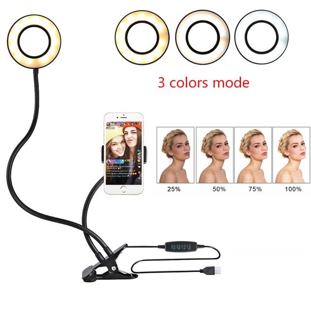 LED Selfie Ring Light with Adjustable Stand – 8cm Makeup & Live Streaming Light