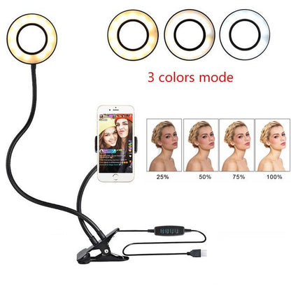 LED Selfie Ring Light with Adjustable Stand – 8cm Makeup & Live Streaming Light