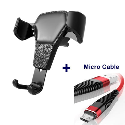 Leather Grain Gravity Car Phone Holder – Auto-Lock Air Vent Mount