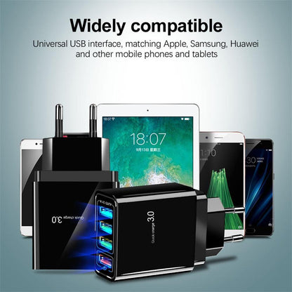 3A Illuminated USB Wall Charger – 4-Port Fast Charging Adapter for Mobile Devices