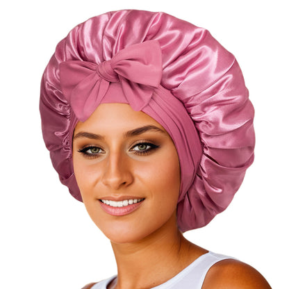 Silk Satin Sleep Bonnet for Women – Night Hair Cap with Tie Band for Curly & Natural Hair