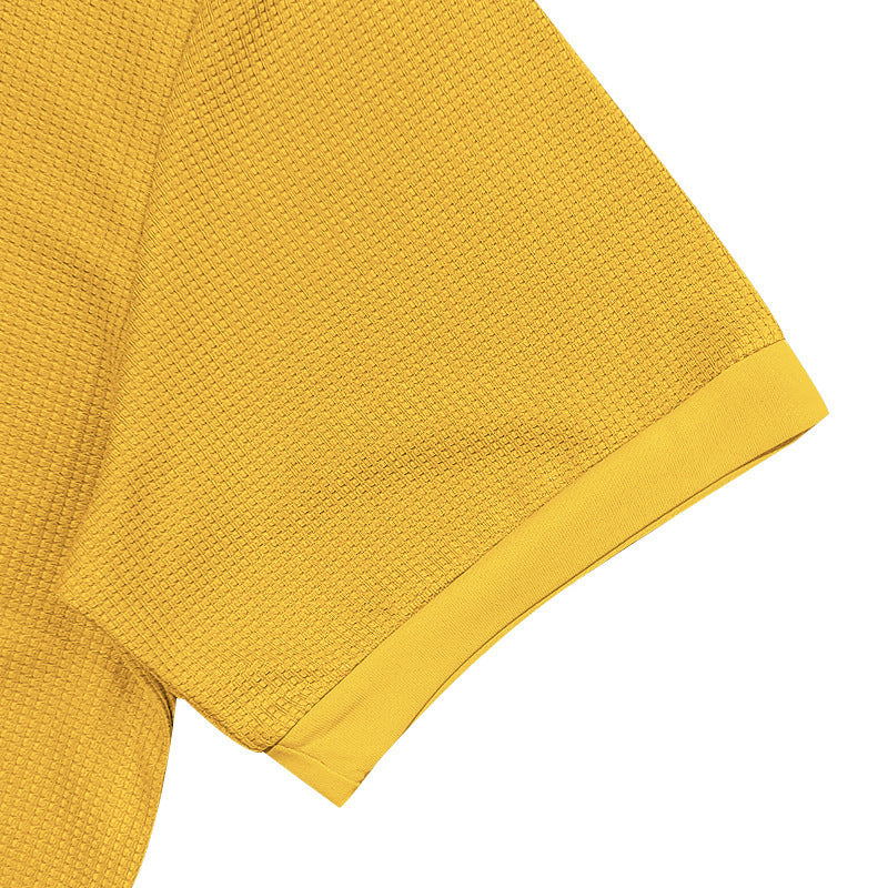 Men’s Waffle Knit Polo Shirt – Short Sleeve Summer Lapel Top