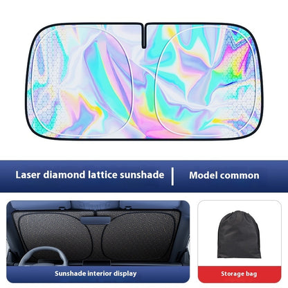 Car Laser Sunshade – Thermal UV Protection Windshield Cover with Reflective Shroud