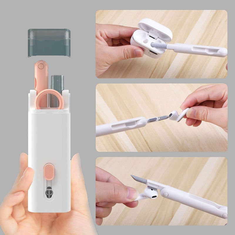 7-in-1 Multifunctional Cleaning Kit – Bluetooth Earbuds Cleaner, Keyboard Brush, Keycap Puller & Screen Cleaning Pen