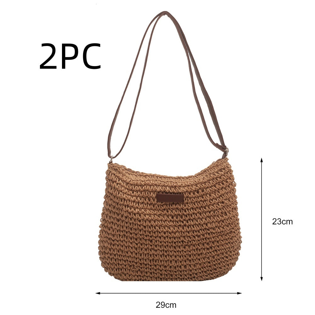 Niche Design Straw Tote Bag – Chic Vacation Handbag for Beach & Travel