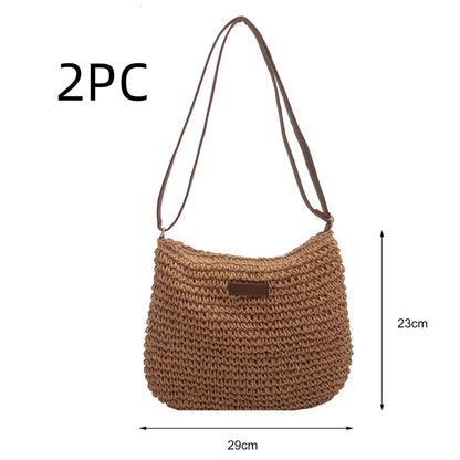 Niche Design Straw Tote Bag – Chic Vacation Handbag for Beach & Travel