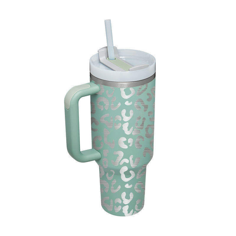 40oz Insulated Tumbler with Handle & Straw – Stainless Steel Spill-Proof Travel Mug with Lid, Vacuum Coffee Cup for Car, Gym, or Office.