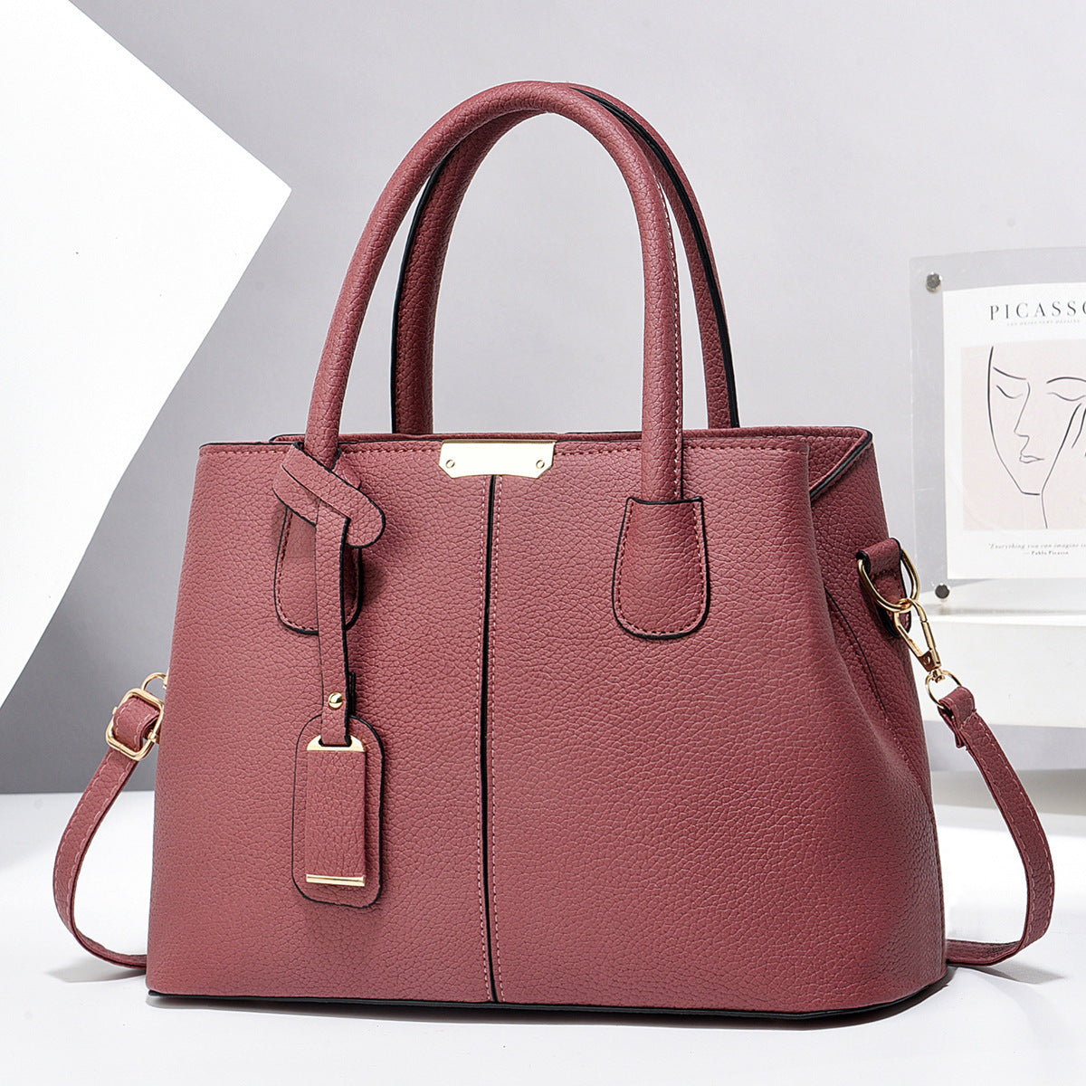 Women's PU Leather Handbag – Large-Capacity Square Tote & Crossbody Shoulder Bag