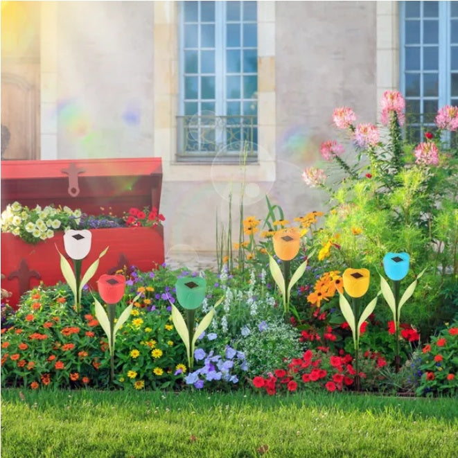 6-Pack Solar Powered Tulip Garden Lights – Waterproof LED Flower Landscape Decor for Yard, Pathway & Patio