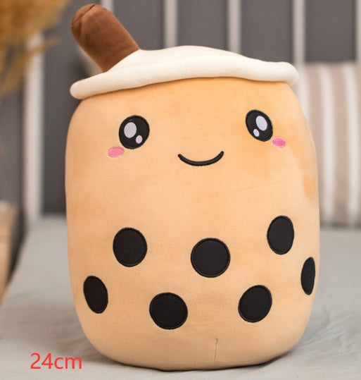 Cute Boba Tea Plush Pillow – Soft Strawberry Milk Tea Bubble Tea Stuffed Toy Cushion for Kids & Gifts