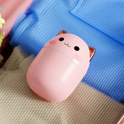 Cute Cat USB Air Humidifier – Ultra-Silent LED Cool Mist Diffuser for Office, Bedroom, Car & Home