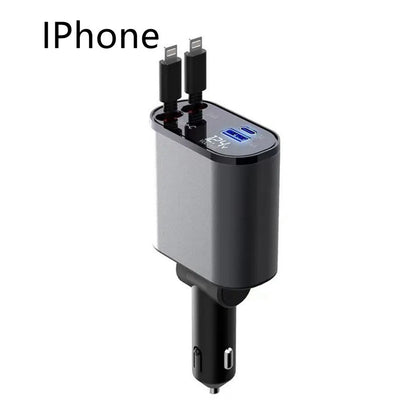 100W Metal Car Charger – Super Fast USB & Type-C Cigarette Lighter Adapter