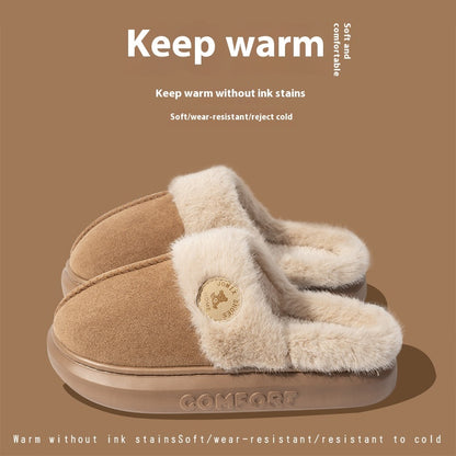 Unisex Plush Winter Slippers – Thick-Soled Fleece Indoor Shoes for Men & Women