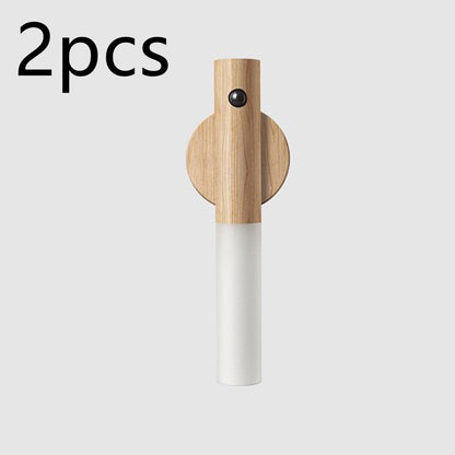 Magnetic Wireless LED Night Light – USB Rechargeable Wooden PIR Motion Sensor Lamp for Hallways, Cabinets & Porches