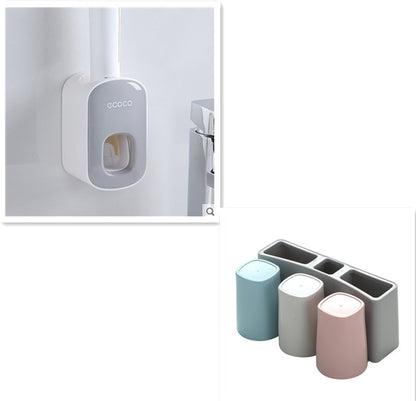 Wall-Mounted Automatic Toothpaste Dispenser – Bathroom Accessories Set with Toothbrush Holder