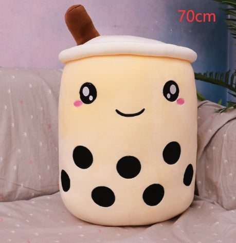 Cute Boba Tea Plush Pillow – Soft Strawberry Milk Tea Bubble Tea Stuffed Toy Cushion for Kids & Gifts
