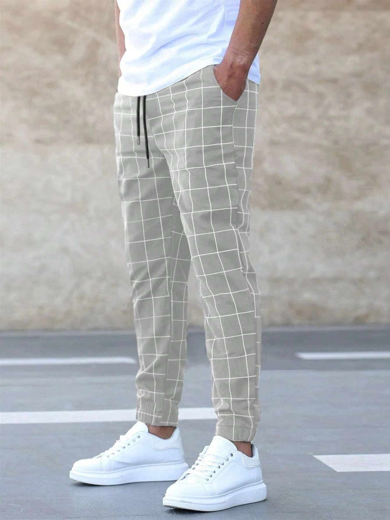 Men’s Plaid Print Drawstring Pants – Casual Fashion Trousers for Everyday Wear