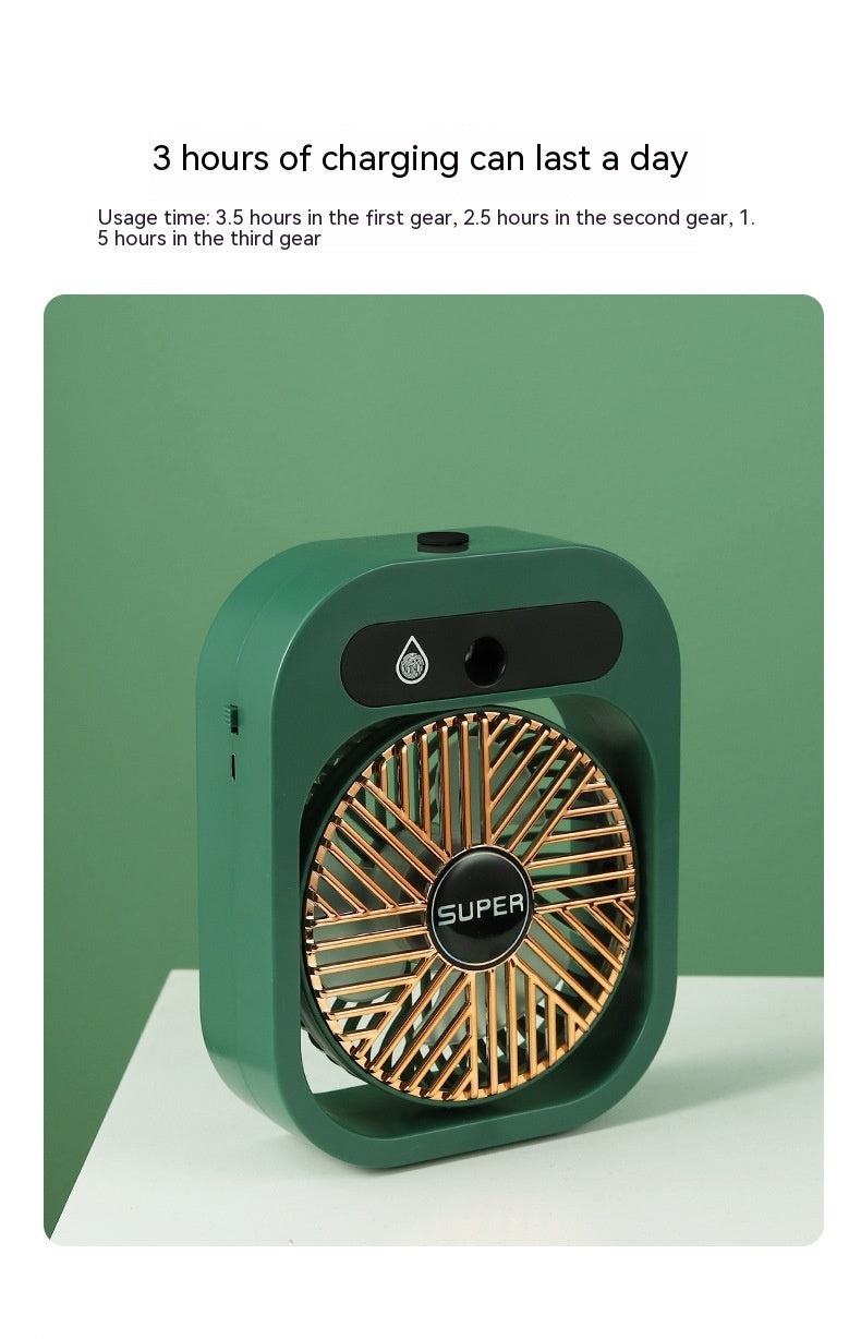 Portable USB Rechargeable Misting Fan – Air Cooler with 3 Speeds & Humidifier for Home & Desk