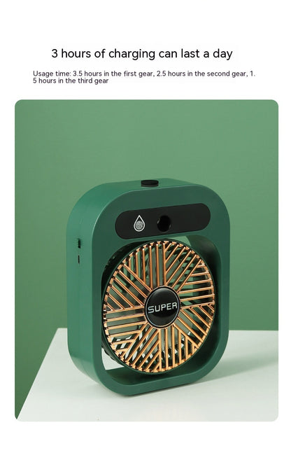 Portable USB Rechargeable Misting Fan – Air Cooler with 3 Speeds & Humidifier for Home & Desk