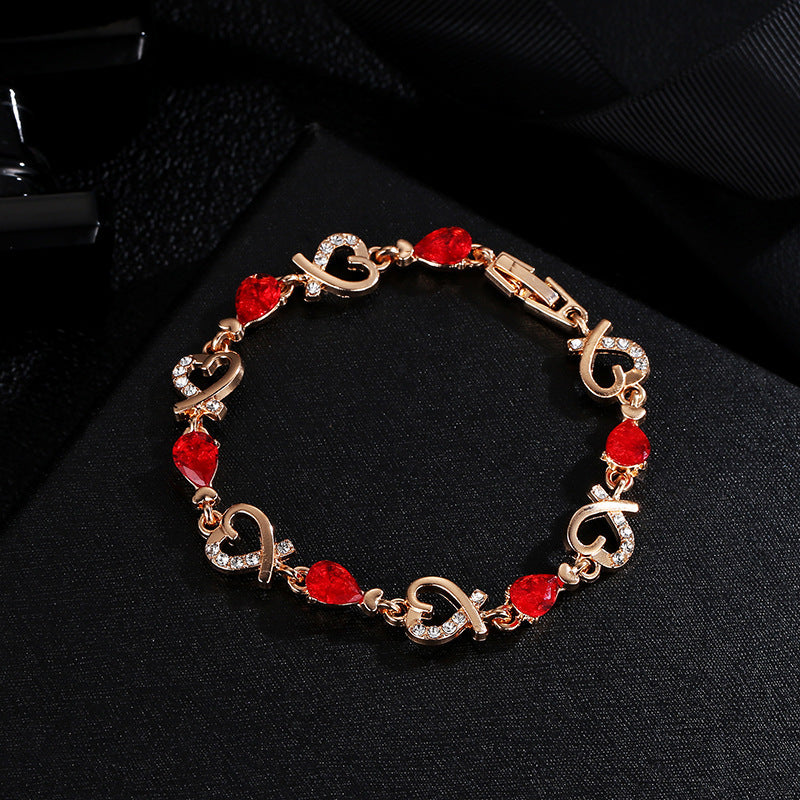 Hollow Heart Love Bracelet – Fashion Rhinestone Bangle with Romantic Charm