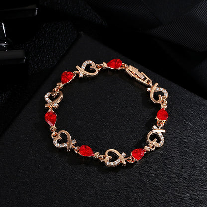 Hollow Heart Love Bracelet – Fashion Rhinestone Bangle with Romantic Charm