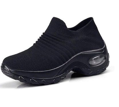 Women's Mesh Wedge Dance Shoes – Lightweight Breathable Slip-On with Hollow Design & Waterproof Platform