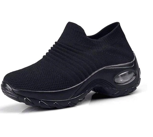 Women's Mesh Wedge Dance Shoes – Lightweight Breathable Slip-On with Hollow Design & Waterproof Platform