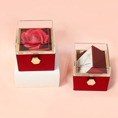 Rotating Rose Flower Gift Box – Creative Jewelry Packaging for Women.