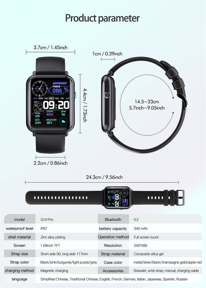 Smart Waterproof Watch – Fitness Tracker with Heart Rate Monitor & IP68 Rating