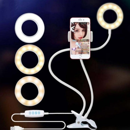 LED Selfie Ring Light with Adjustable Stand – 8cm Makeup & Live Streaming Light