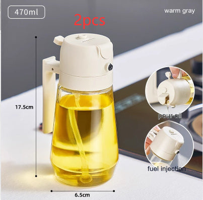 2-in-1 Olive Oil & Vinegar Sprayer – 470ML Glass Dispenser Bottle for Cooking, BBQ, Air Fryer & Salad