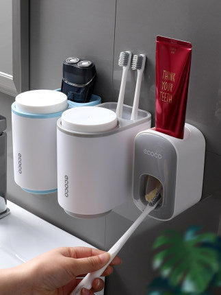 Wall-Mounted Automatic Toothpaste Dispenser – Bathroom Accessories Set with Toothbrush Holder