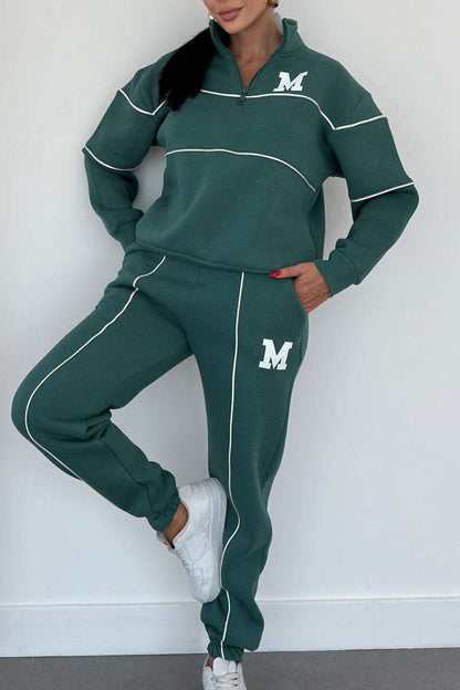 Women's 2-Piece Loungewear Set – Baggy Pullover Sweatshirt & Sweatpants with Pockets