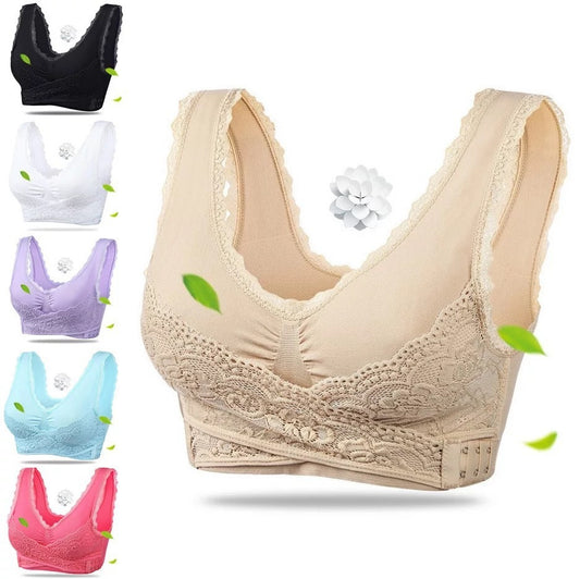 Front Cross Side Buckle Lace Sports Bra – Wireless Fitness Support Top