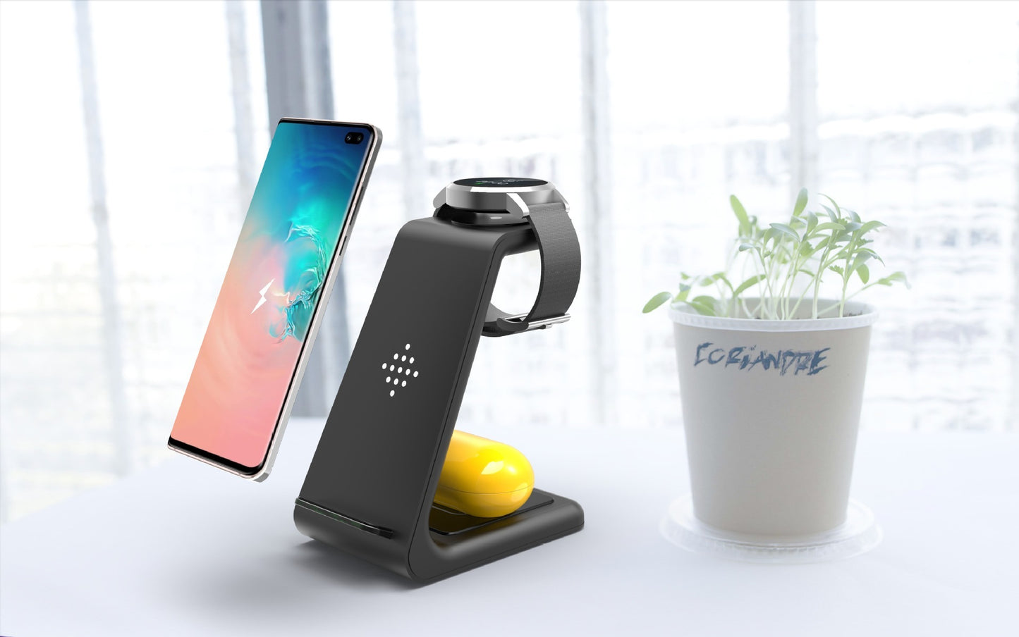3-in-1 Fast Wireless Charging Station – Quick Charge Dock & Phone Holder Stand