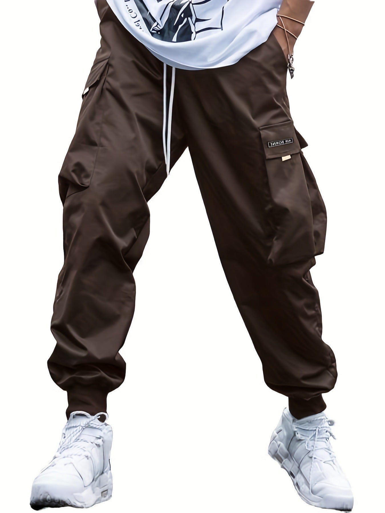 Men’s Multi-Pocket Cargo Pants – Casual Hip-Hop Streetwear Drawstring Trousers for Outdoor & Sports