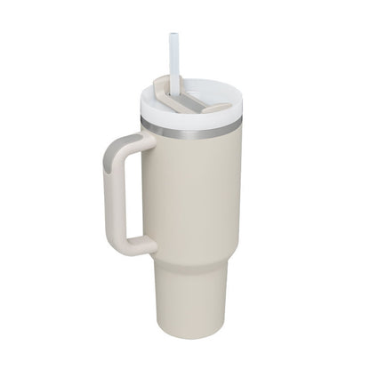 40oz Insulated Tumbler with Handle & Straw – Stainless Steel Spill-Proof Travel Mug with Lid, Vacuum Coffee Cup for Car, Gym, or Office.