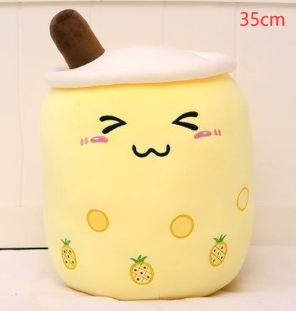 Cute Boba Tea Plush Pillow – Soft Strawberry Milk Tea Bubble Tea Stuffed Toy Cushion for Kids & Gifts