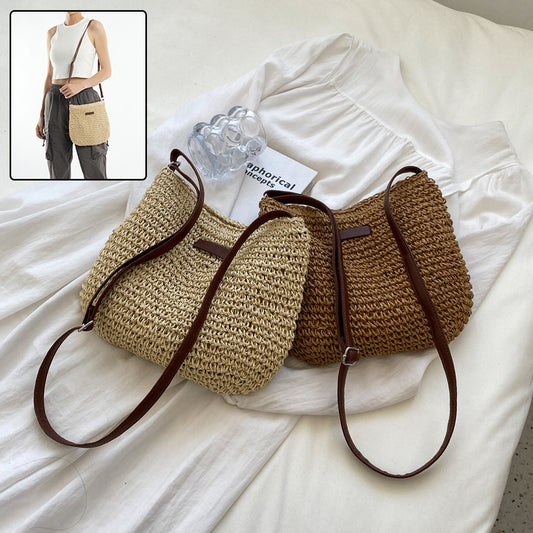 Niche Design Straw Tote Bag – Chic Vacation Handbag for Beach & Travel
