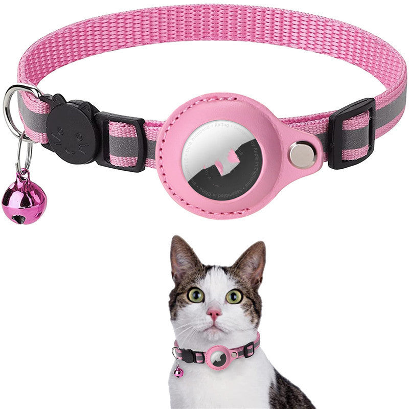 Reflective Waterproof AirTag Collar – Nylon Pet Collar with Protective Holder for Dogs & Cats
