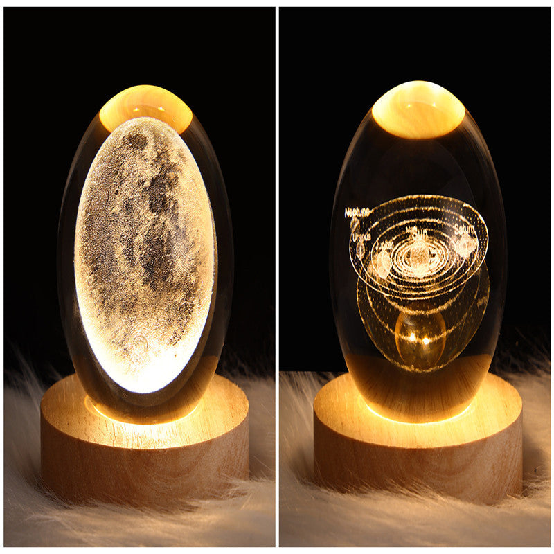 3D Galaxy Crystal Ball Night Light – LED Planet & Moon Table Lamp for Bedroom, Kids Room & Party Decor