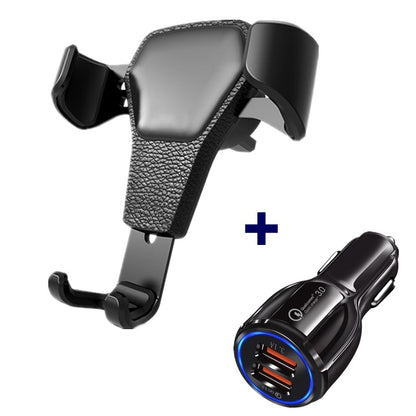 Leather Grain Gravity Car Phone Holder – Auto-Lock Air Vent Mount