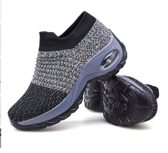 Women's Mesh Wedge Dance Shoes – Lightweight Breathable Slip-On with Hollow Design & Waterproof Platform