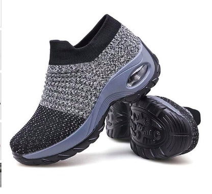 Women's Mesh Wedge Dance Shoes – Lightweight Breathable Slip-On with Hollow Design & Waterproof Platform