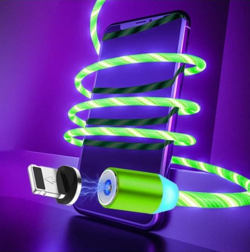 Flowing Light Magnetic Data Cable – Compatible with Apple iPhone, Android & USB Type-C Devices