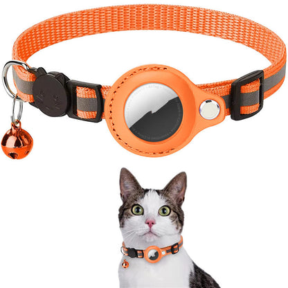 Reflective Waterproof AirTag Collar – Nylon Pet Collar with Protective Holder for Dogs & Cats